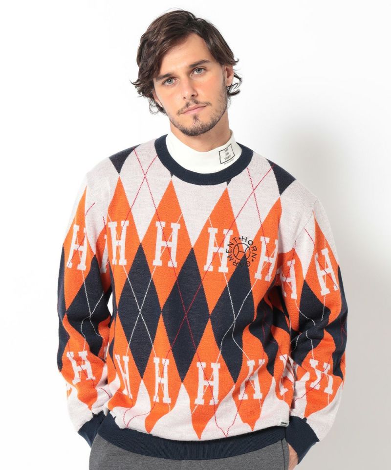 Alton Argyle Sweater MEN HORN GARMENT MARK LONA GLOBAL ONLINE STORE