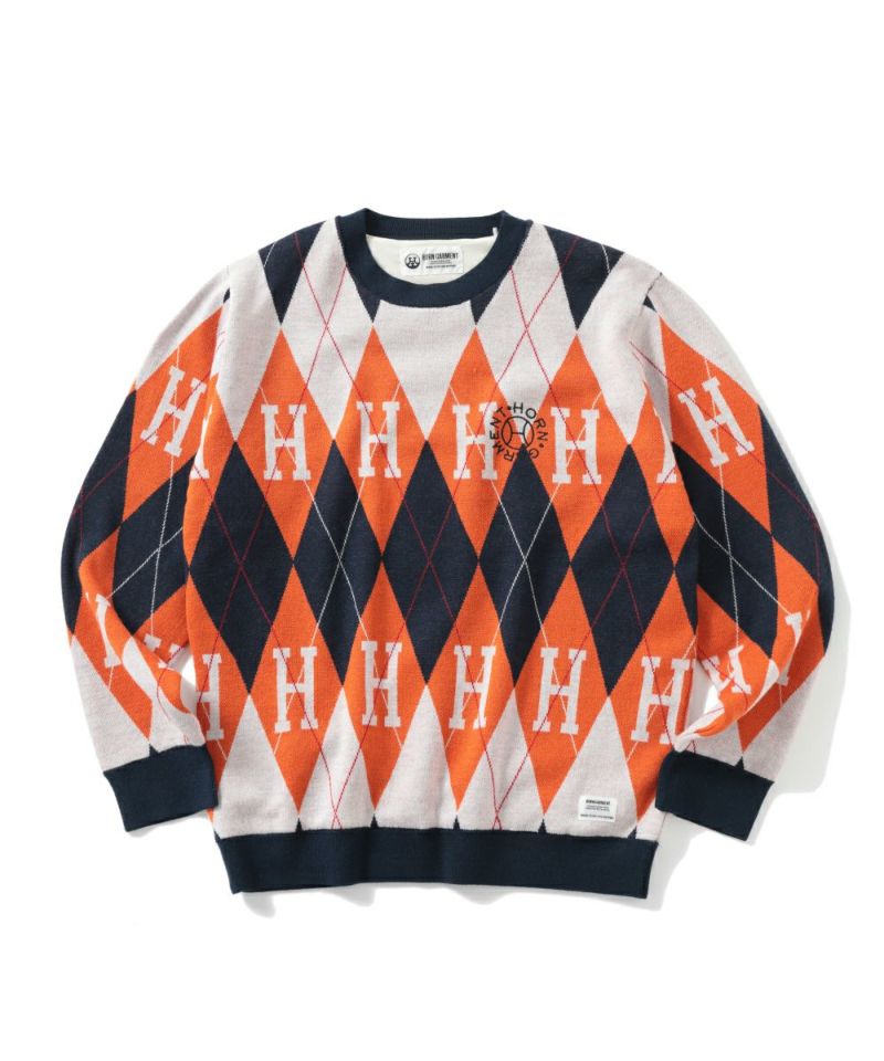 Orange argyle sweater best sale