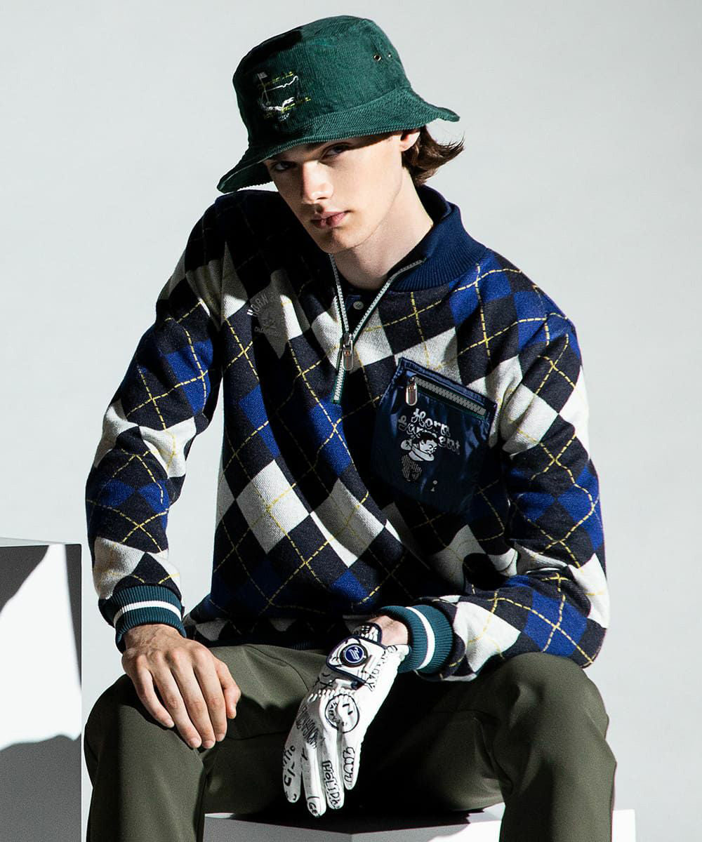 Swing Bobby Windproof Argyle Knit Bomber | MEN