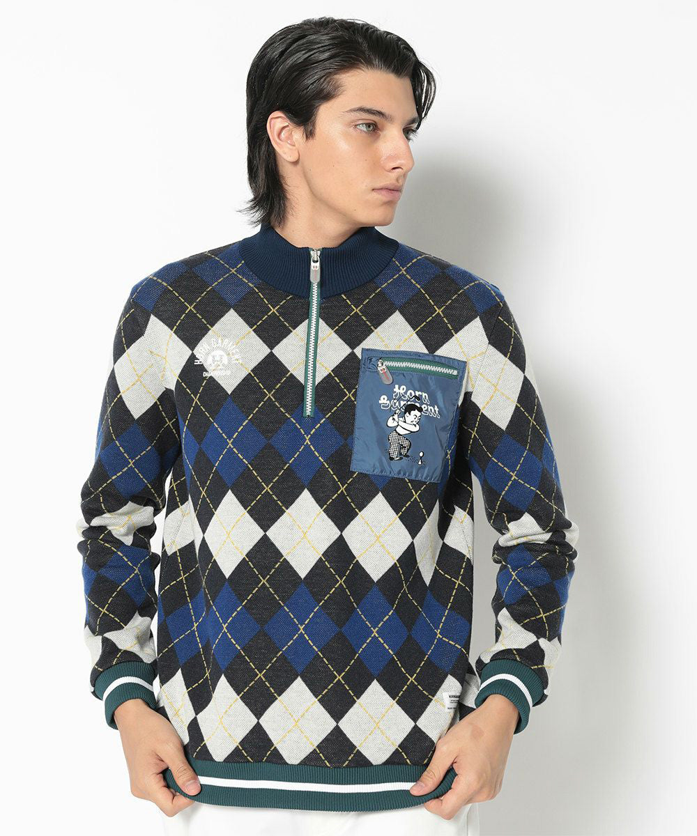 Swing Bobby Windproof Argyle Knit Bomber | MEN