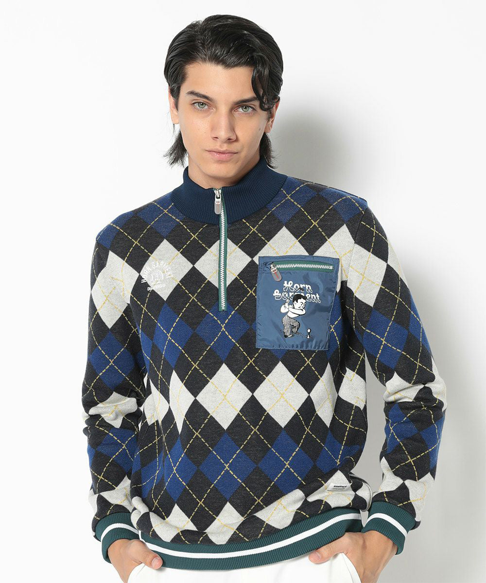 Swing Bobby Windproof Argyle Knit Bomber | MEN