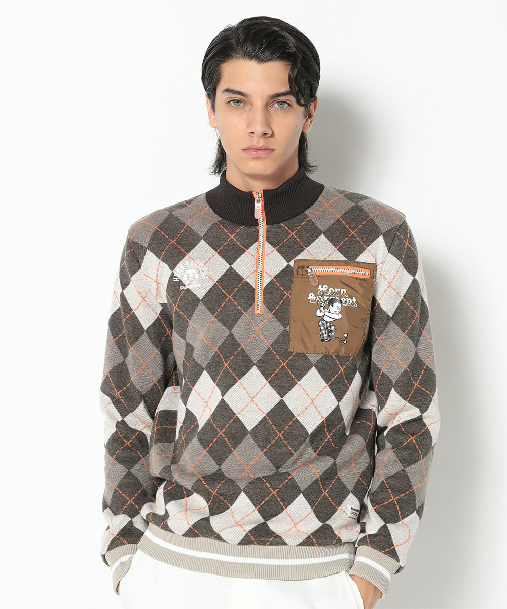 Swing Bobby Windproof Argyle Knit Bomber | MEN