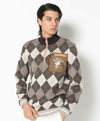 Swing Bobby Windproof Argyle Knit Bomber | MEN