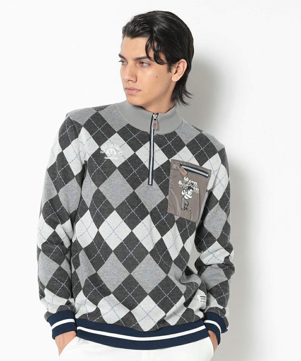 Swing Bobby Windproof Argyle Knit Bomber | MEN