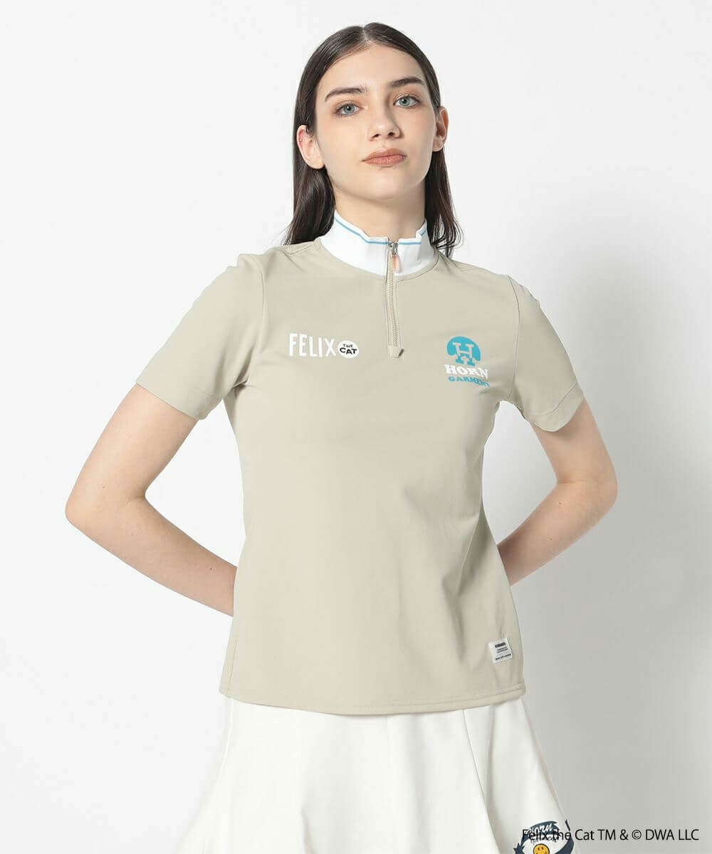 YLB Felix Mock Neck Tee | WOMEN - HORN GARMENT x FELIX the CAT