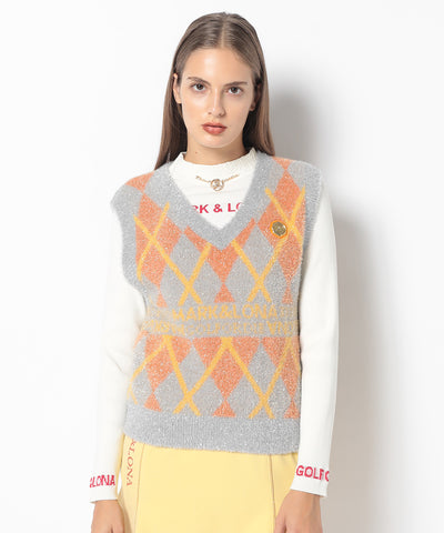 Glam Argyle Knit Vest | WOMEN