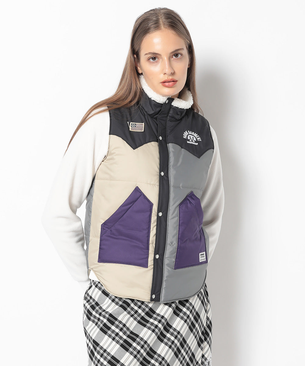 Beacon Crazy Pattern Western Puffer Vest | WOMEN