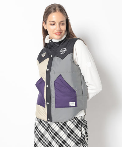 Beacon Crazy Pattern Western Puffer Vest | WOMEN