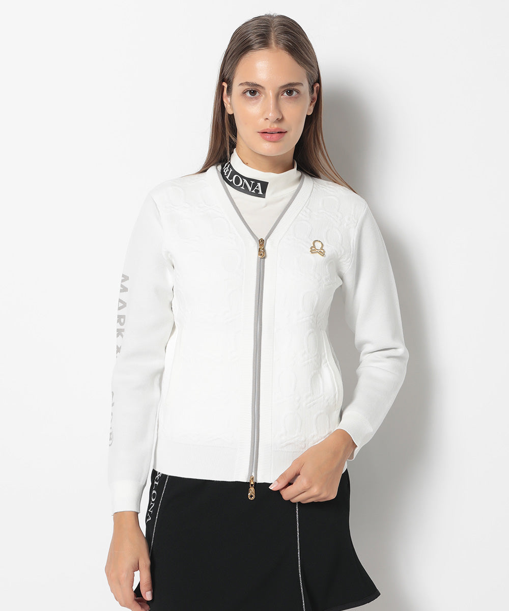 Ever Embossed Zip-Front Knit Cardigan | WOMEN