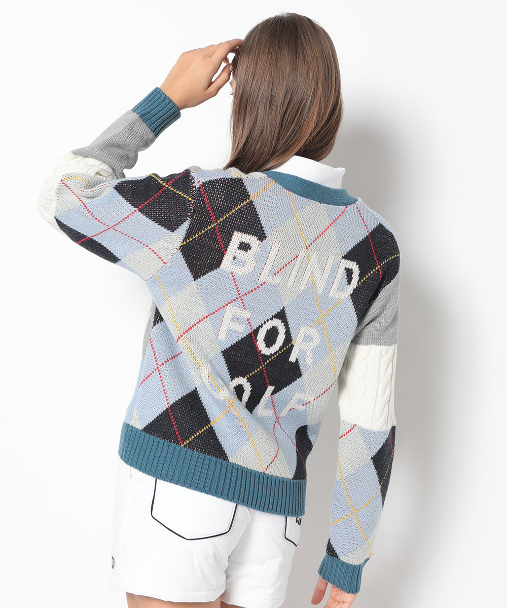 B.F.G Patchwork Golf Cardigan | WOMEN