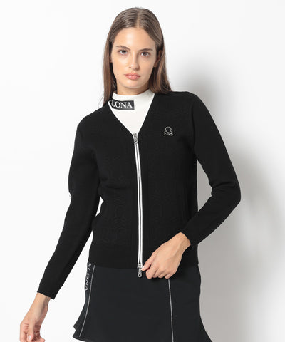 Ever Embossed Zip-Front Knit Cardigan | WOMEN