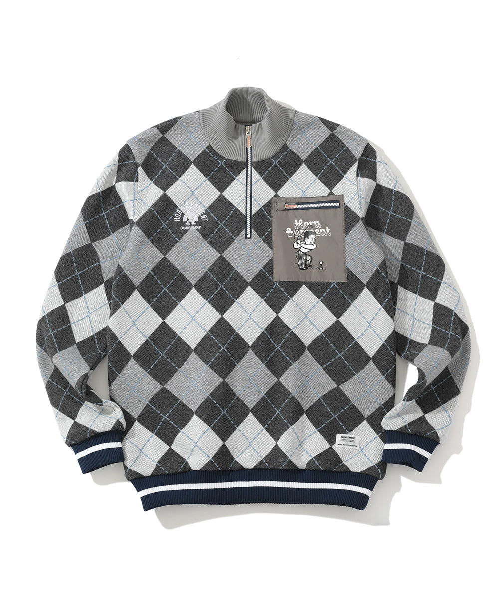 Swing Bobby Windproof Argyle Knit Bomber | MEN