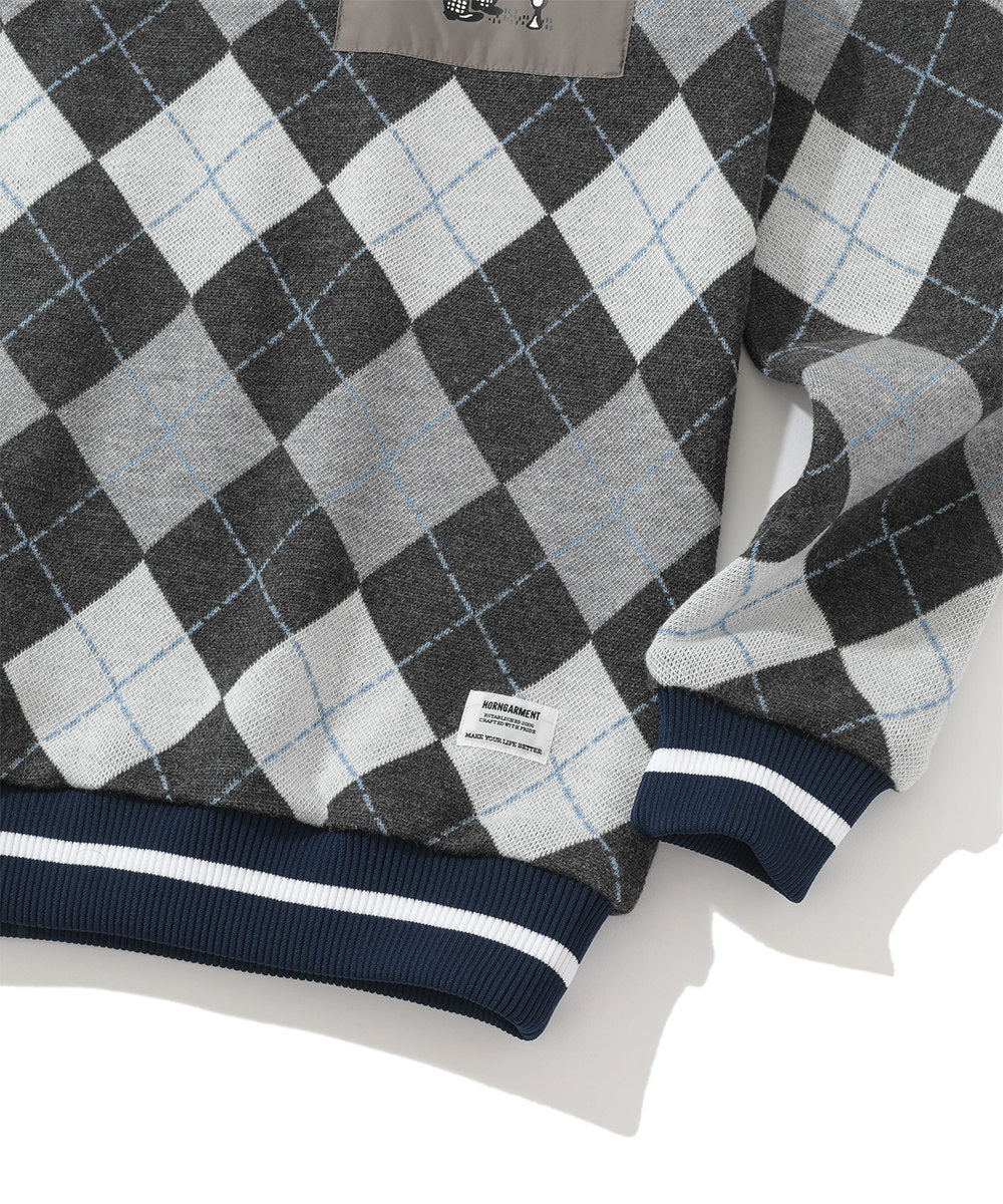 Swing Bobby Windproof Argyle Knit Bomber | MEN