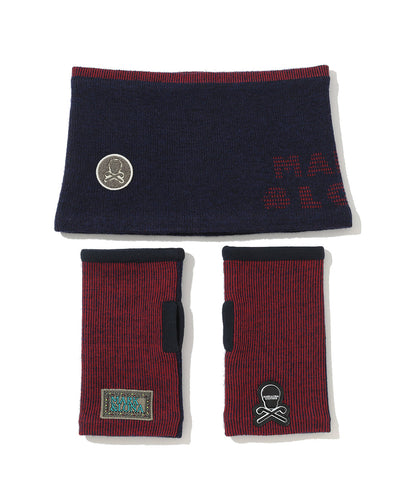 Two-Tone Stripe Neck & Hand Warmer Combo | MEN and WOMEN