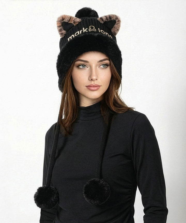 2点セット 25AW MARK&LONA Furry Cat Beanie Furry Cat Leopard Beanie | WOMEN - MARK & LONA – MARK & LONA