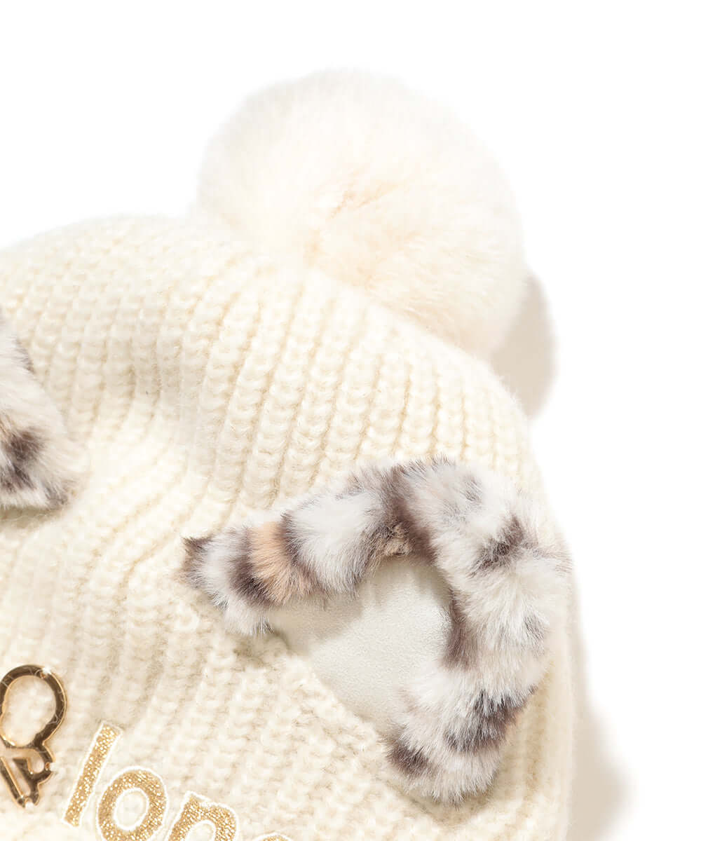 Furry Cat Leopard Beanie | WOMEN