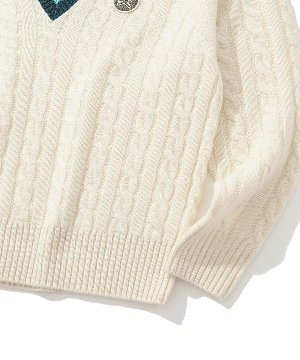 York V-Neck Cable Knit | MEN