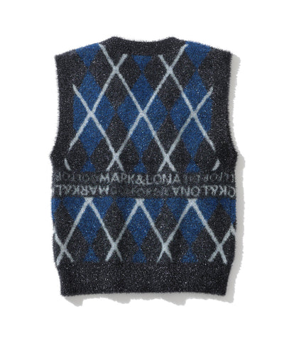 Glam Argyle Knit Vest | WOMEN