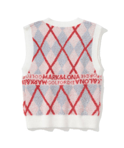 Glam Argyle Knit Vest | WOMEN