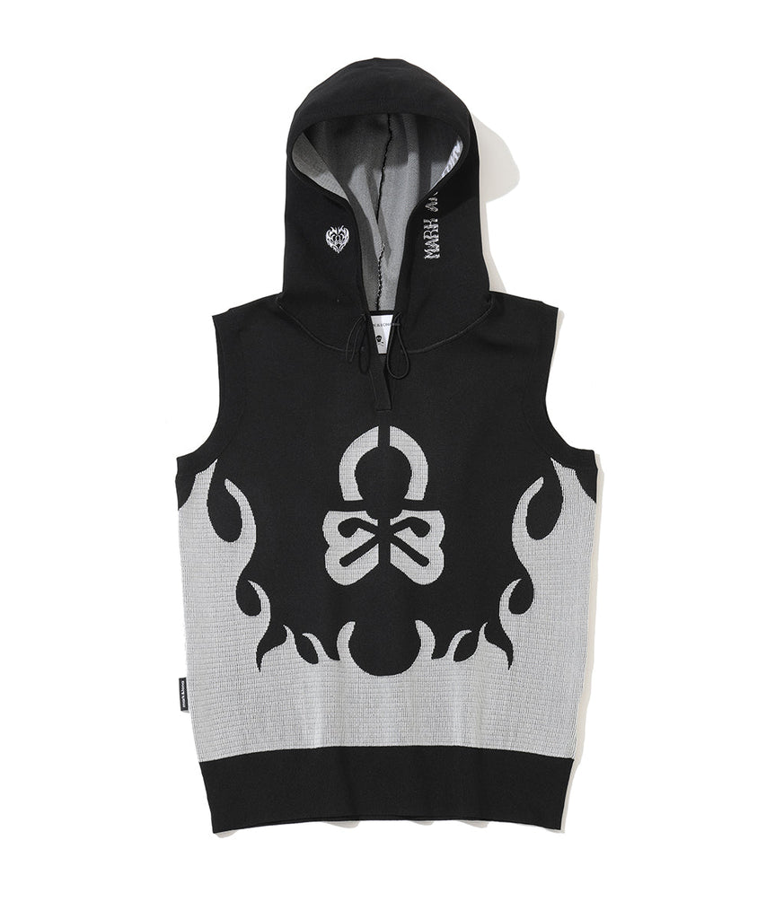 トップス Mischief Rhombus Hooded Knit Vest Black Duel Hooded Knit Mesh Vest | WOMEN – MARK & LONA GLOBAL ONLINE STORE
